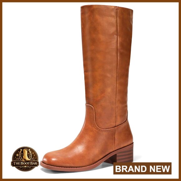 Shoes | Womens Knee High Boots Square Toe Chunky Block Heel Tall Boots ...